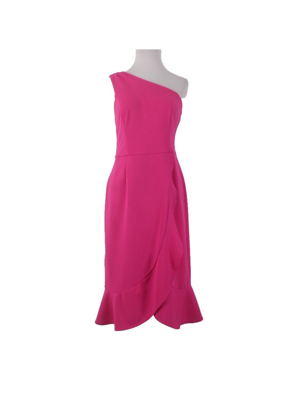 Shelby Palmer Dress Sz 12 Pink One Shoulder Ruffles Polyester Spandex Dress